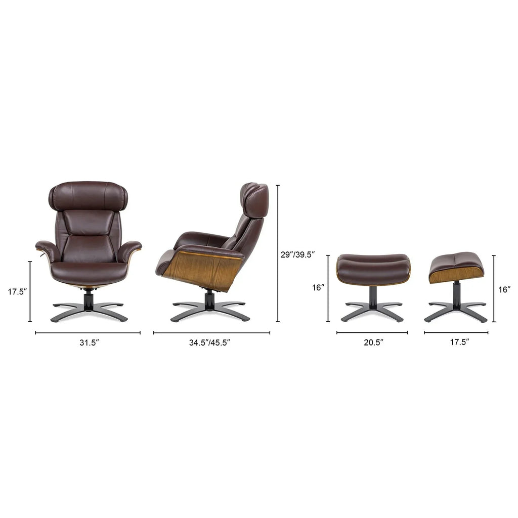 Jovan 31.5 Relaxsessel aus echtem Leder mit Hocker