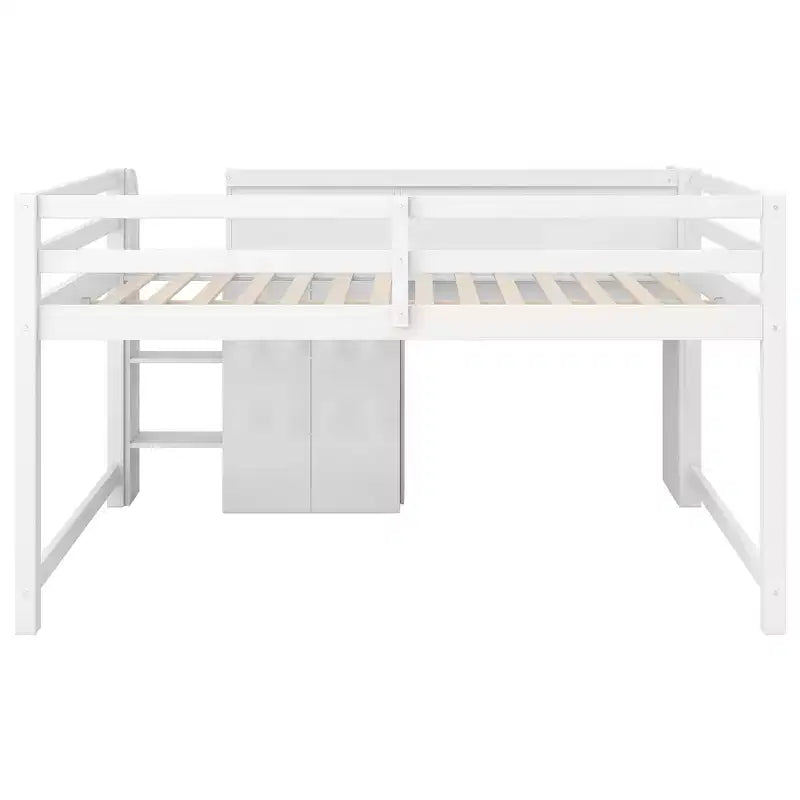 Roze/witte lage hoogslaper met bureau, opbergruimte en whiteboard ?C eenpersoonsbed, 1 persoon
