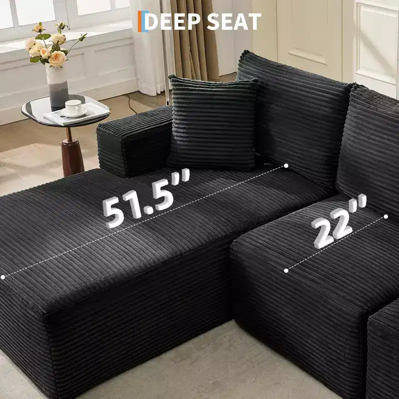 108 Modernes Sofa, 3-Sitzer-Polstersofa in L-Form mit Kissen, Sofa mit tiefer Sitzfläche, keine Montage erforderlich