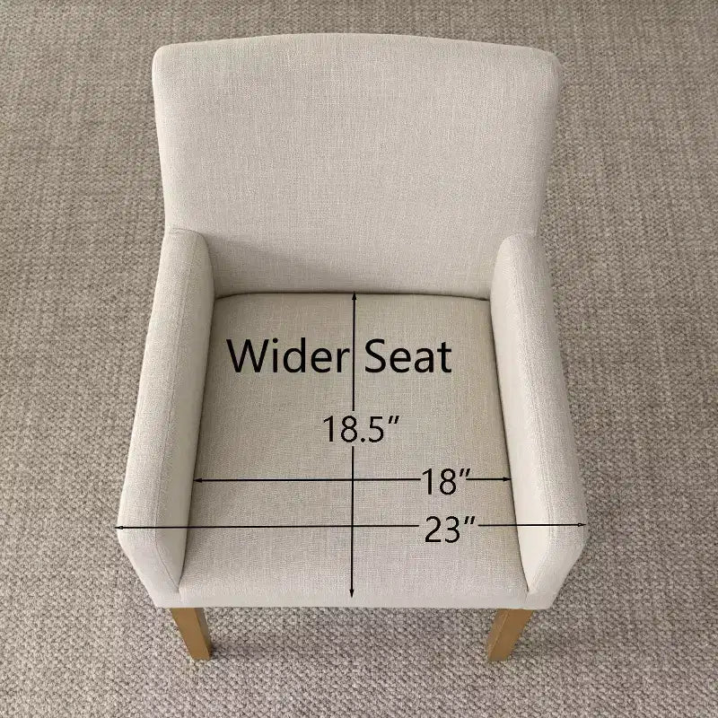 Set van 6 gestoffeerde eetkamerstoelen met armleuningen, moderne linnen fauteuils met houten poten, accentstoelen voor de eetkamer en woonkamer - Panipeachy