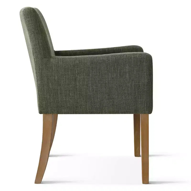 Set van 6 gestoffeerde eetkamerstoelen met armleuningen, moderne linnen fauteuils met houten poten, accentstoelen voor de eetkamer en woonkamer - Panipeachy