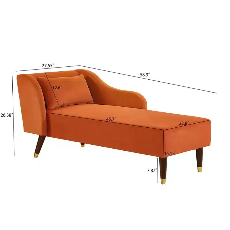 Moderner Samt-Chaiselongue-Sessel, gepolsterte Chaiselongue mit geschwungener Armlehne, Schlafsofa für Schlafzimmer, Büro und Wohnzimmer