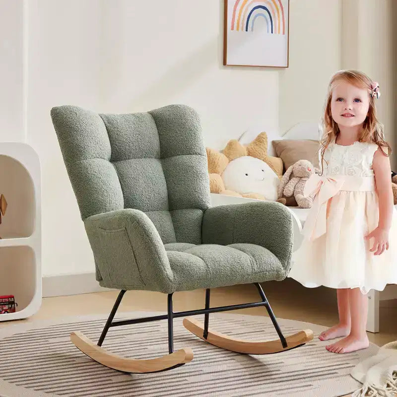 Fauteuil à bascule pour chambre de bébé, fauteuil à glissière pour le salon et l'allaitement, fauteuils d'appoint confortables pour chambre, fauteuils d'intérieur rembourrés en peluche effet teddy