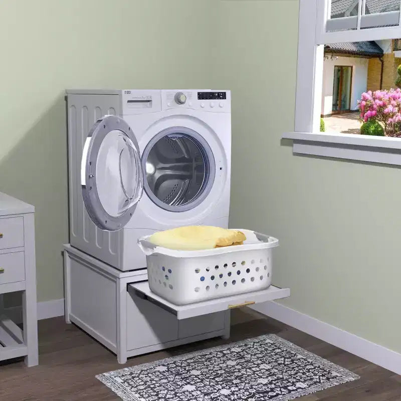 Socle robuste en métal pour lave-linge et sèche-linge, noir/blanc - modèle simple, anti-vibrations