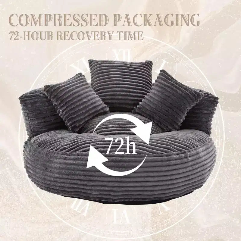 Sitzsacksofa für Erwachsene und Kinder, übergroßer Cord-Sitzsack mit 3 Kissen und Armlehnen für Wohnzimmer und Schlafzimmer