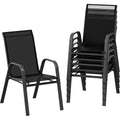 Terrasstoelen, stapelbare buiteneetkamerstoelen set van 4/6, lichtgewicht Textilene-stoelensets voor buiten voor alle weersomstandigheden, met armleuningen voor de achtertuin en het zwembadterras