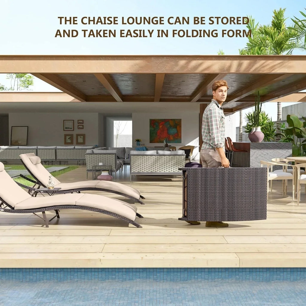 Kullavik 3-teiliges Outdoor-Lounge-Set mit Liegestühlen