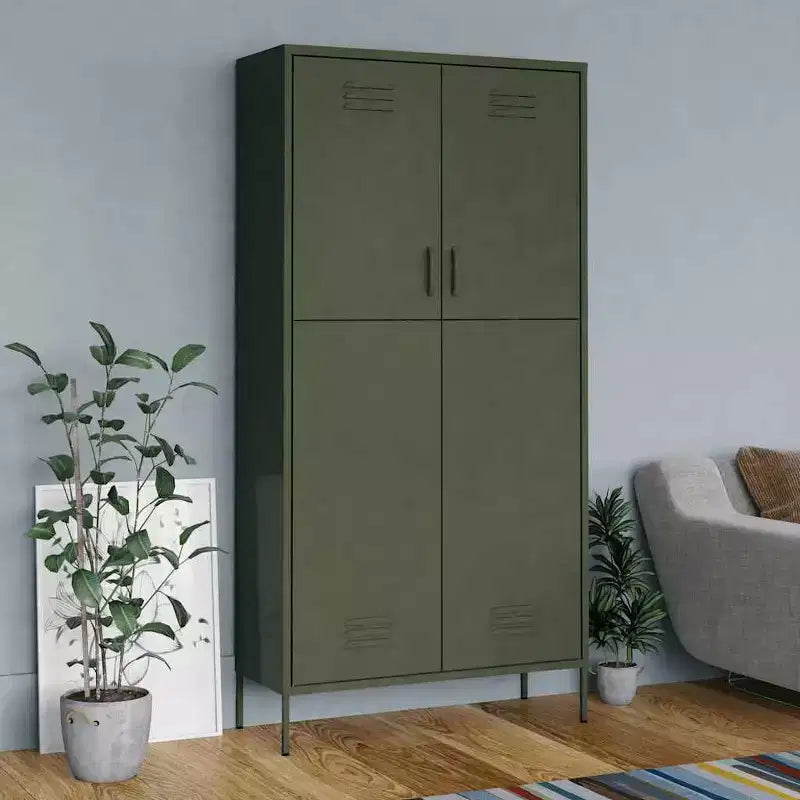 vidaXL Kleiderschrank Olivgrün 35.4x19.7x70.9 Stahl