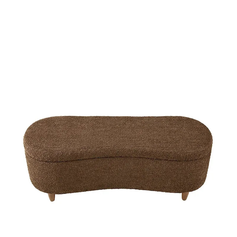 INK+IVY Bailey Stauraumbank in Taupe mit Bouclé-Bezug und Klappdeckel