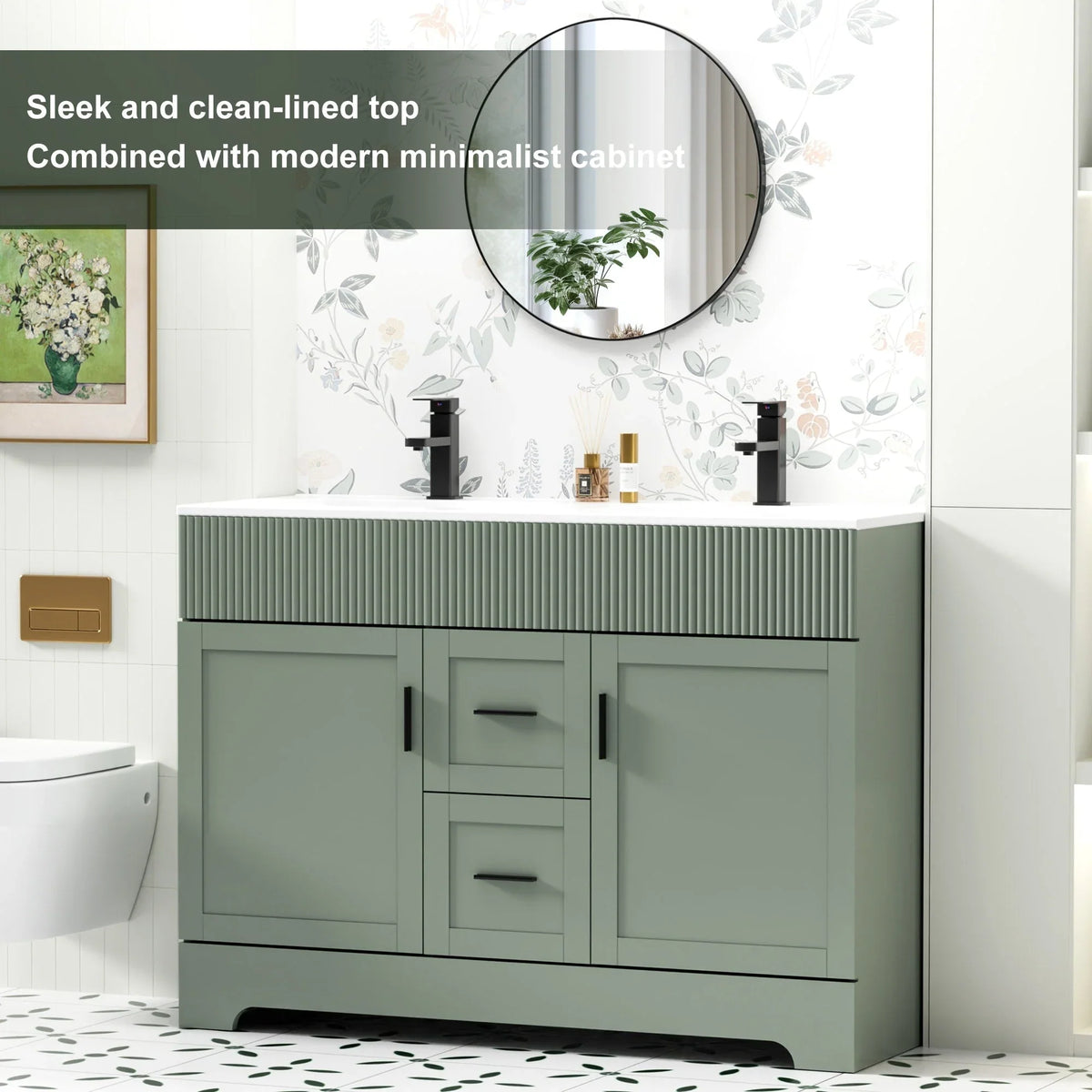 Ensemble meuble-lavabo de salle de bain Wavy Line 30/36/48 avec lavabo et robinet