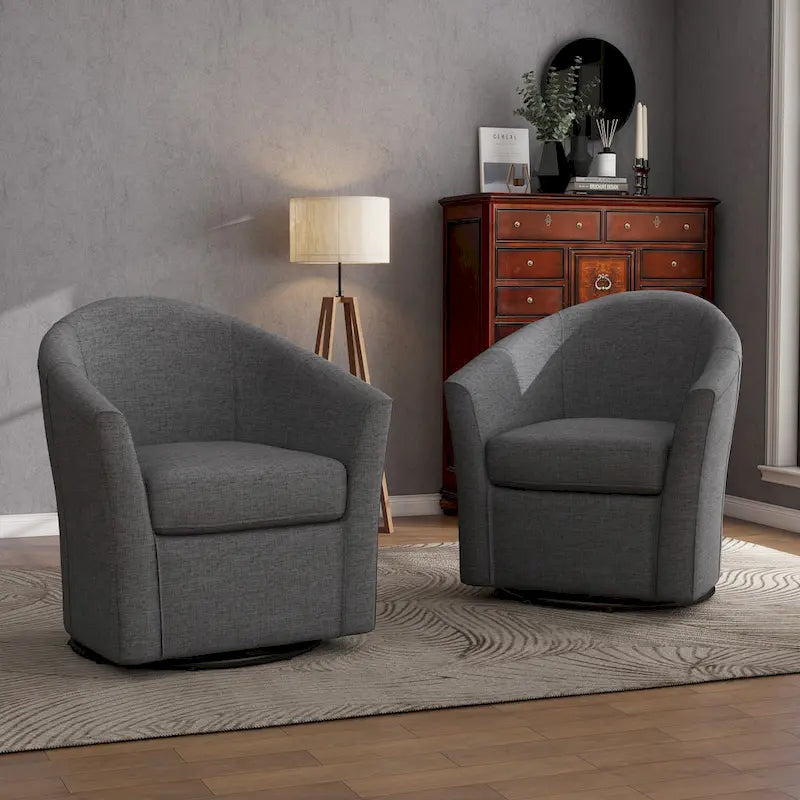 Set aus 2 modernen gepolsterten Dreh-Clubsesseln als Akzentstühle fürs Wohnzimmer