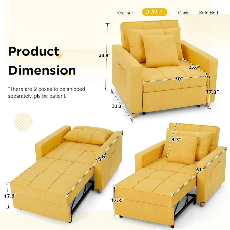 Verstellbarer Schlafsessel, 3-in-1-Funktion, verschiedene Farben, für 1 Person