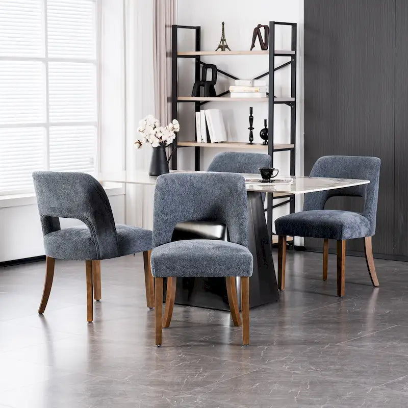Set van 4 eetkamerstoelen met stoffen bekleding