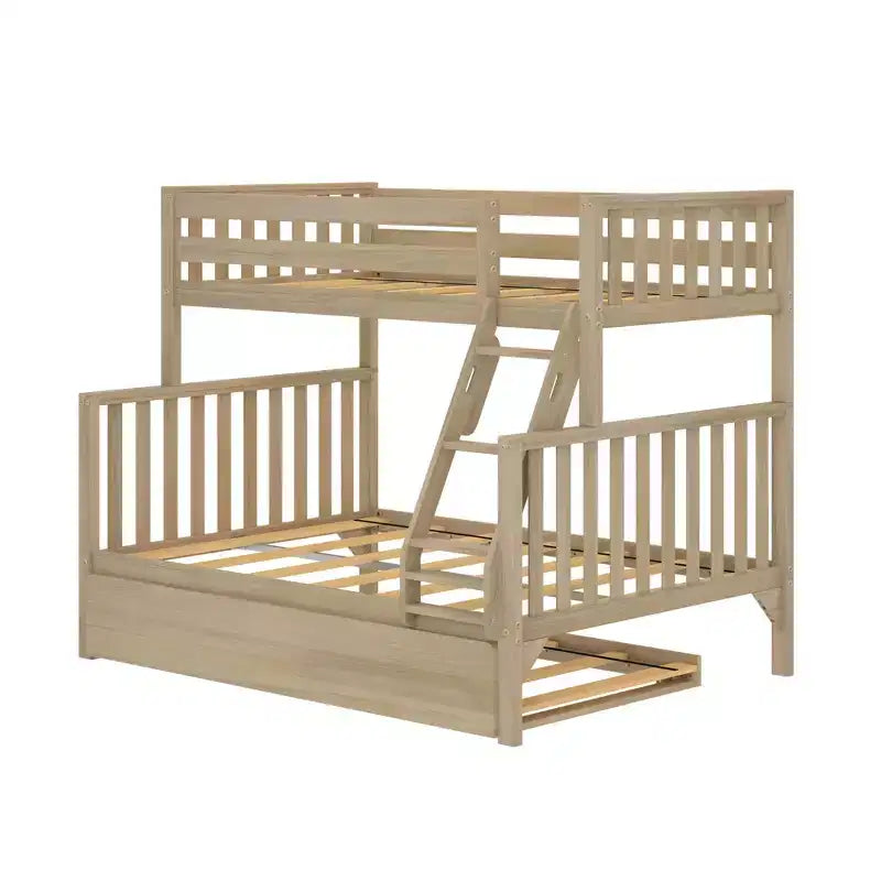 Lit superposé Max & Lily avec lit simple au-dessus d’un lit double et lit gigogne, en bois massif, style scandinave, pour enfants