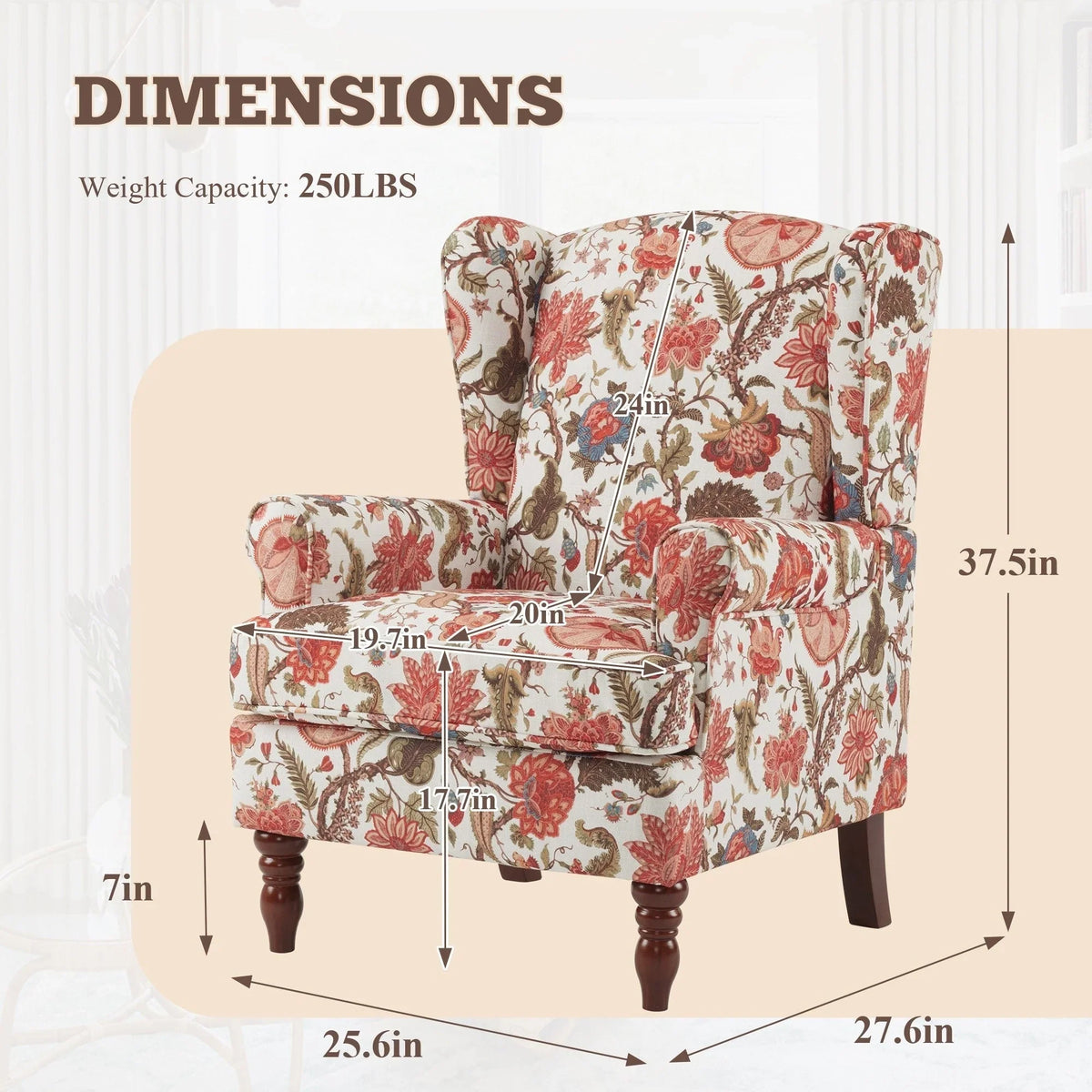 Fauteuil d’appoint moderne Erommy à dossier haut, fauteuil une place en tissu rembourré avec boutons et pieds en bois, pour salon