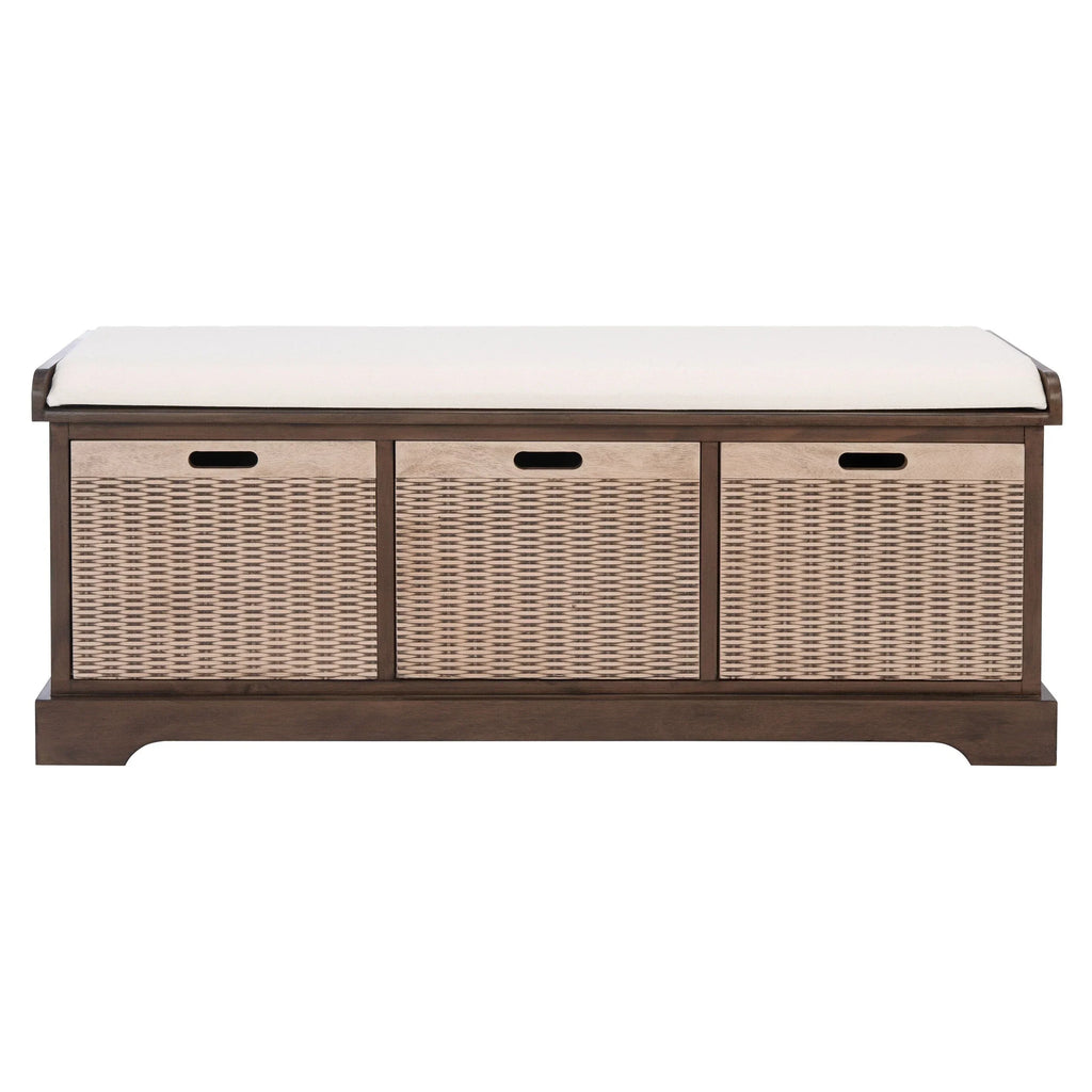 Banc de rangement SAFAVIEH Fiorello avec coussin et 3 tiroirs - 47.3 W x 15 L x 19 H - 47Wx15Dx19H