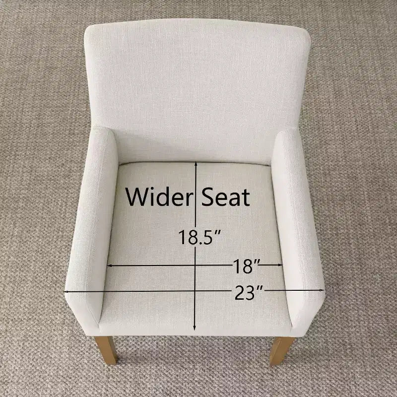 Set van 6 gestoffeerde eetkamerstoelen met armleuningen, moderne linnen fauteuils met houten poten, accentstoelen voor de eetkamer en woonkamer - Panipeachy
