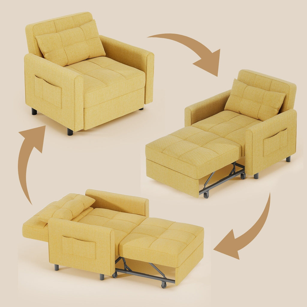 3-in-1-Schlafsofa mit verstellbarer Liegefläche, ausziehbares Sesselsofa, umwandelbares Klappbett fürs Wohnzimmer