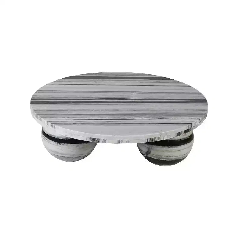 Round Marble Coffee Table with Sphere Legs, Multicolor, Seats 4??