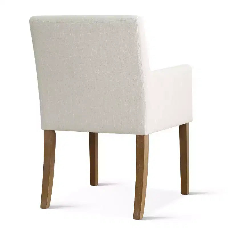 Set van 6 gestoffeerde eetkamerstoelen met armleuningen, moderne linnen fauteuils met houten poten, accentstoelen voor de eetkamer en woonkamer - Panipeachy