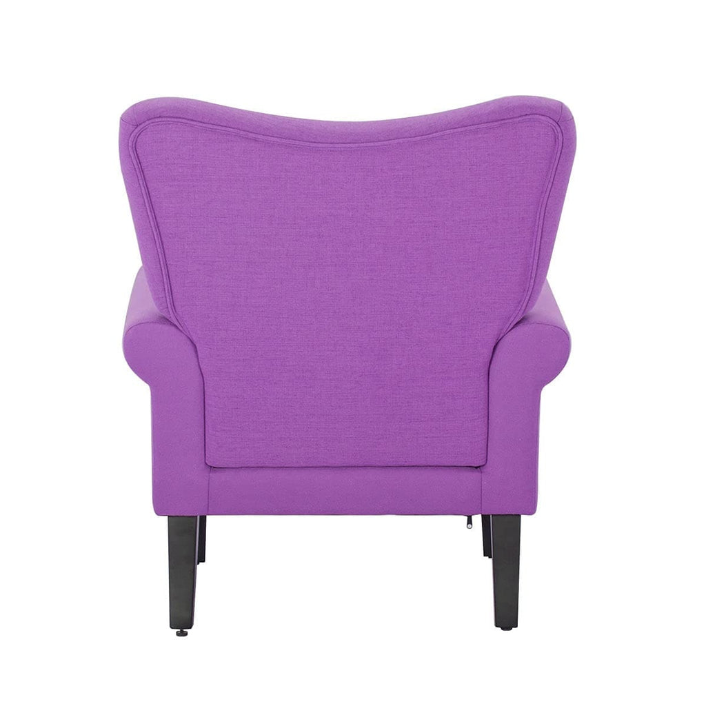 Fauteuil d’appoint moderne Erommy à dossier haut, fauteuil une place en tissu rembourré avec boutons et pieds en bois, pour salon