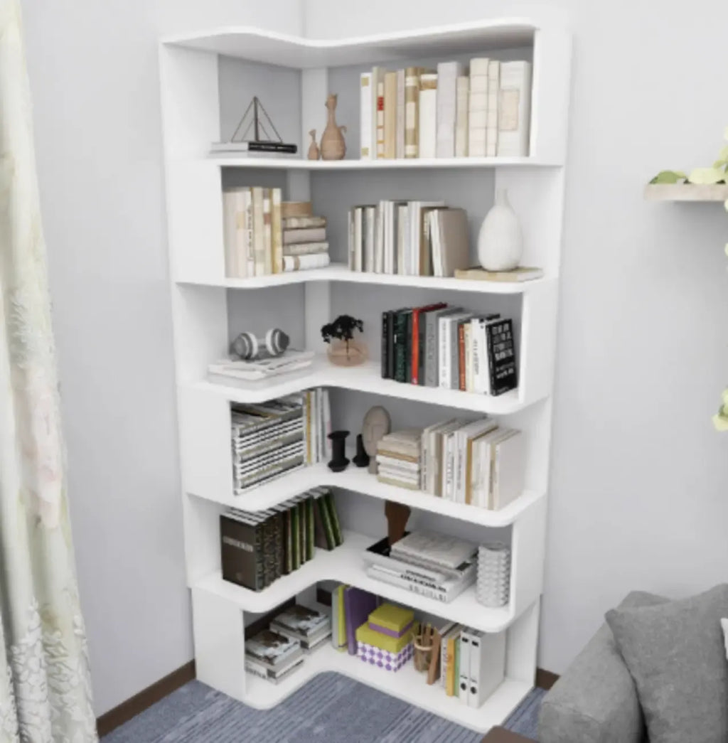 Eckbücherregal aus Holzwerkstoff mit 6 Regalböden