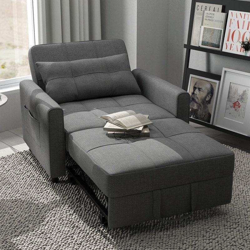 3-in-1-Schlafsofa mit verstellbarer Liegefläche, ausziehbares Sesselsofa, umwandelbares Klappbett fürs Wohnzimmer