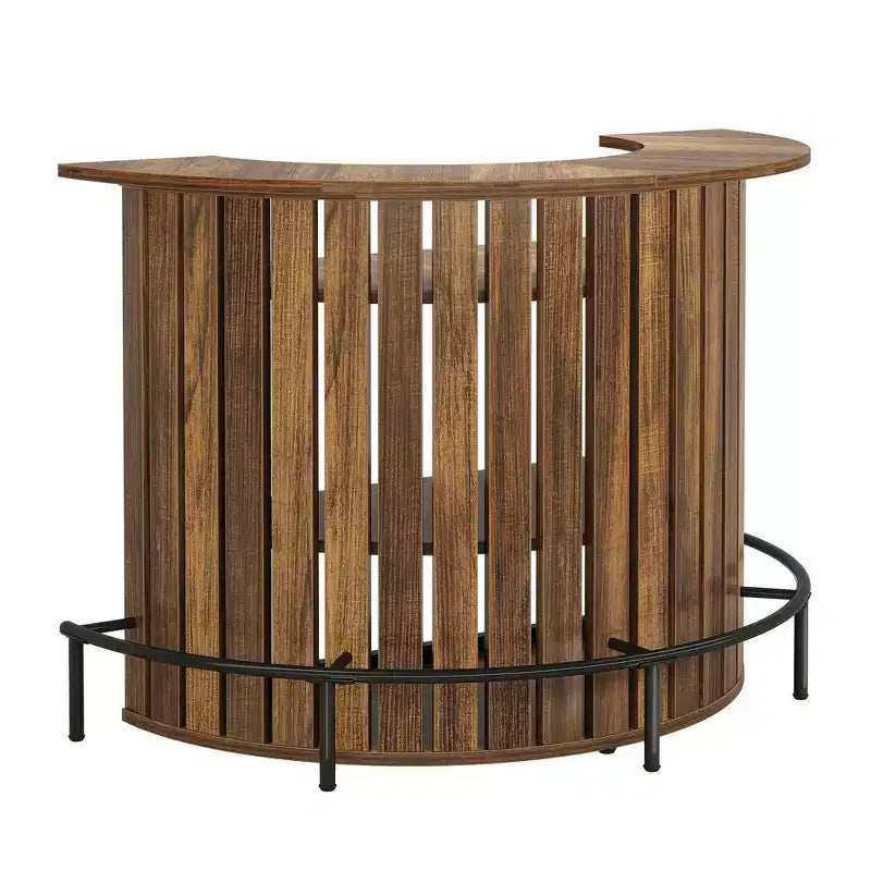 4-stufiger Mini-Bartisch mit Rundbogenform, moderner, rustikaler Hausbarschränk mit Fußstütze und MDF-Konstruktion