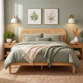 Christopher Knight Home Callahan modern bedframe in bohostijl met lattenbodem en hoofdbord van rotan