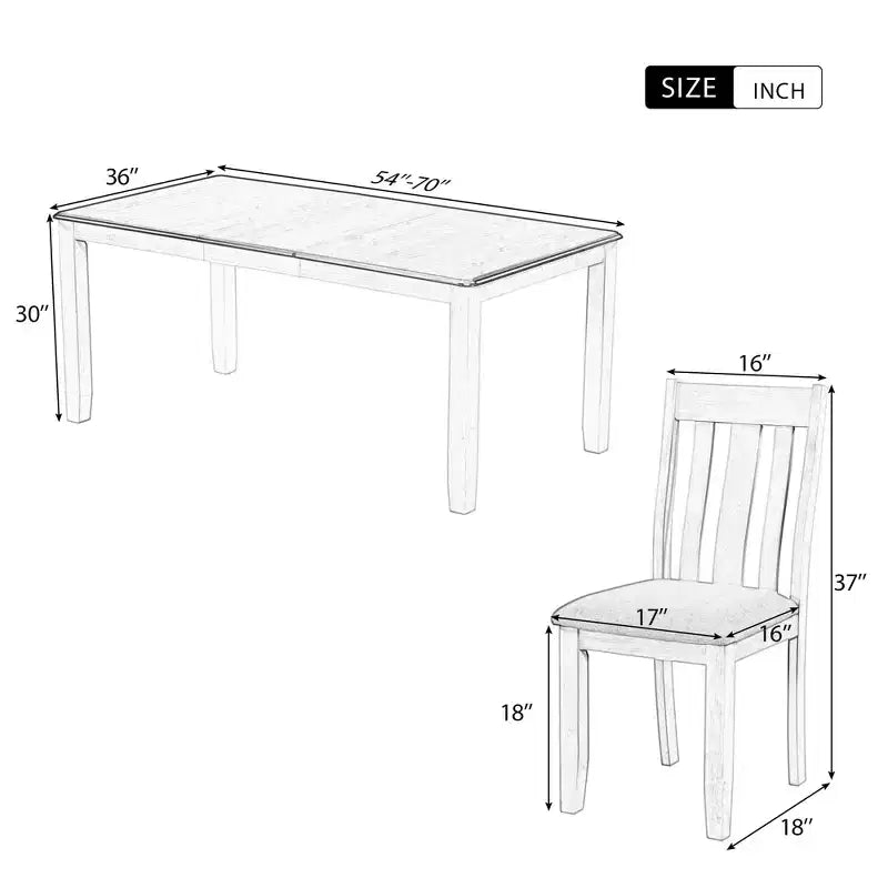Ausziehbares Esszimmer-Set im Landhausstil für 6 Personen, rechteckiger Tisch und 6 gepolsterte Stühle