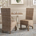 Set aus 2 Esszimmerstühlen aus naturbelassenem Rattan, 19W x 22D x 41H, Boho-Küstenstil