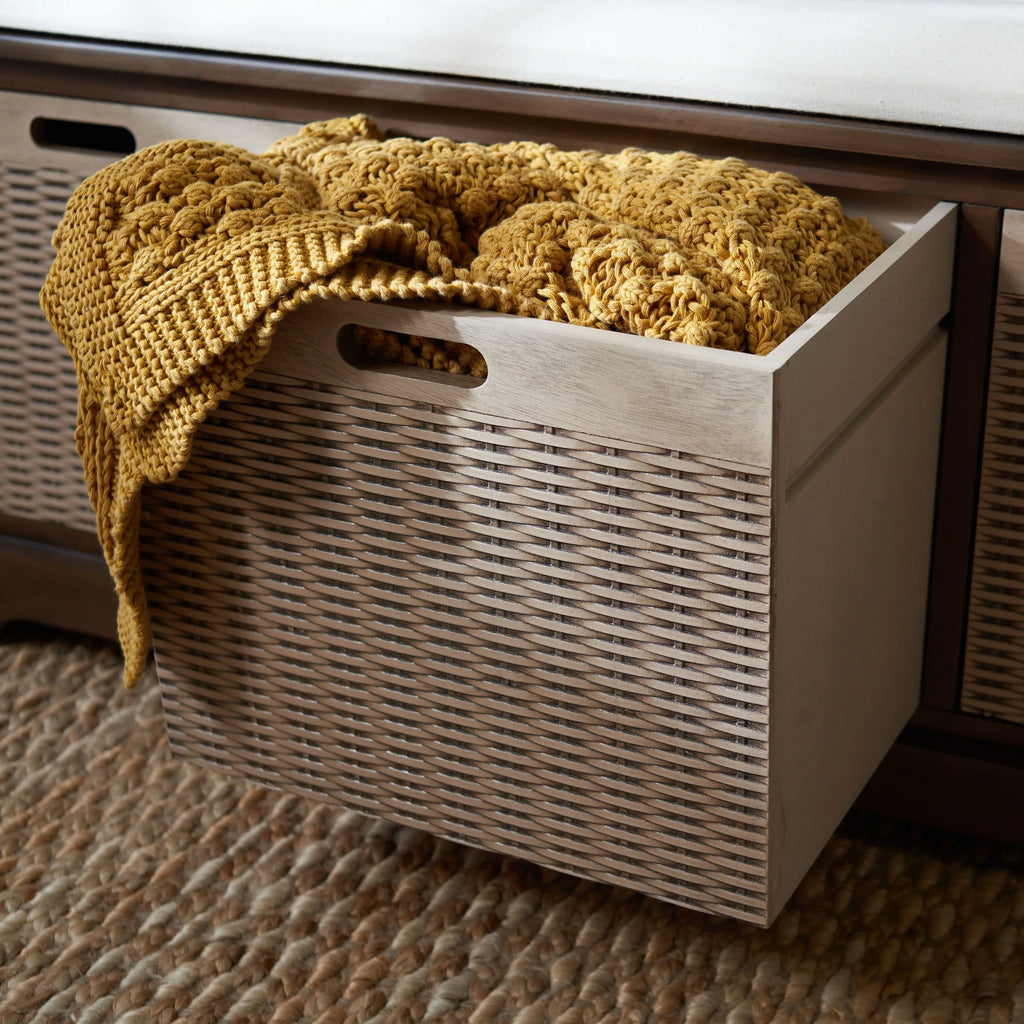 Banc de rangement SAFAVIEH Fiorello avec coussin et 3 tiroirs - 47.3 W x 15 L x 19 H - 47Wx15Dx19H