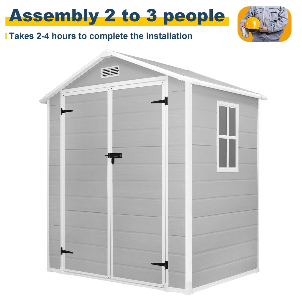 Abri de rangement extérieur en résine et plastique, tous temps, avec plancher, 6 ft x 4 ft/6 ft x 8 ft/8 ft x 6 ft/8 ft x 10 ft, abri à outils Spire