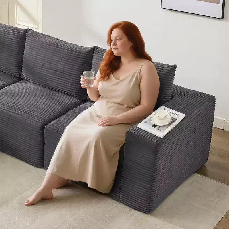 108 Modernes Sofa, 3-Sitzer-Polstersofa in L-Form mit Kissen, Sofa mit tiefer Sitzfläche, keine Montage erforderlich