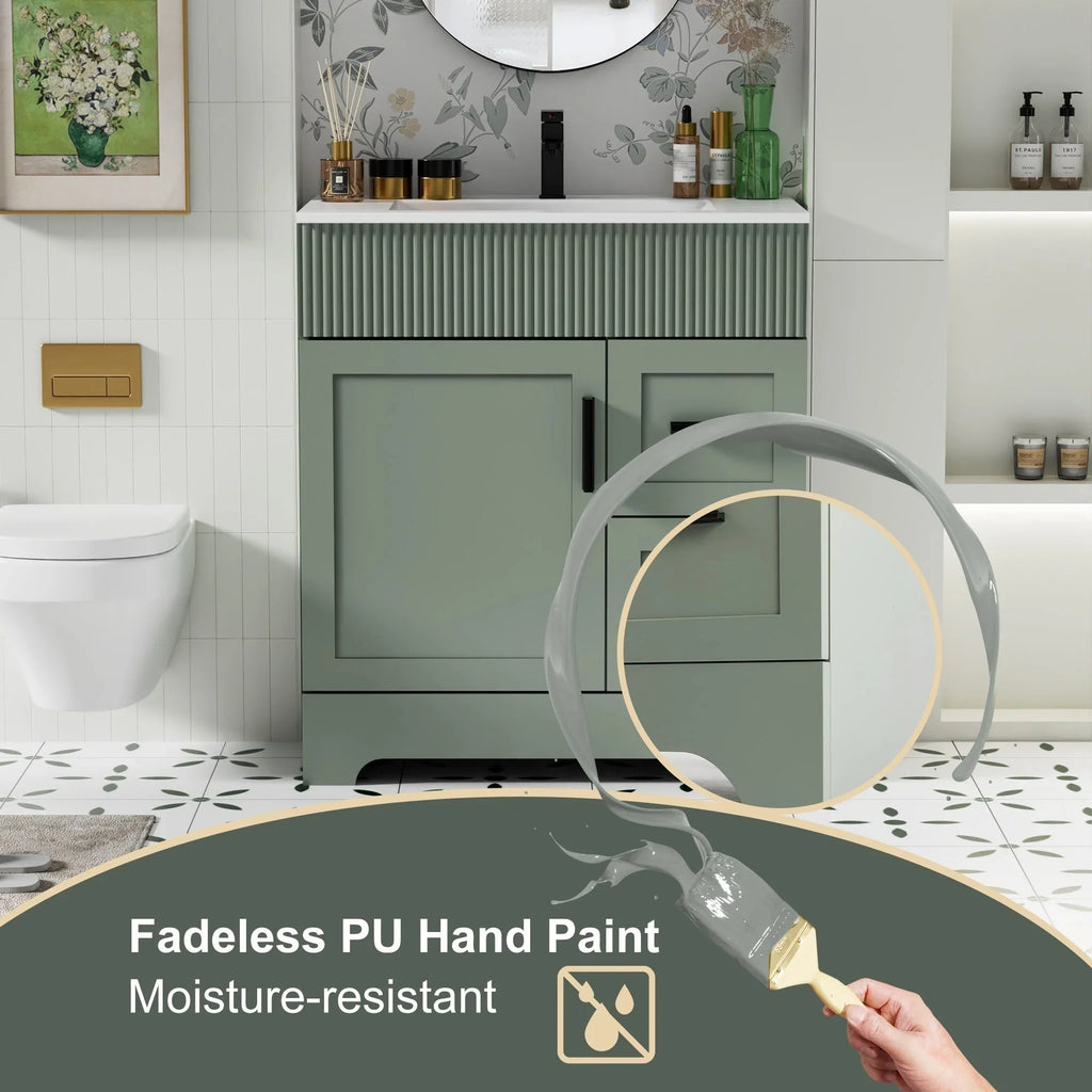 Ensemble meuble-lavabo de salle de bain Wavy Line 30/36/48 avec lavabo et robinet