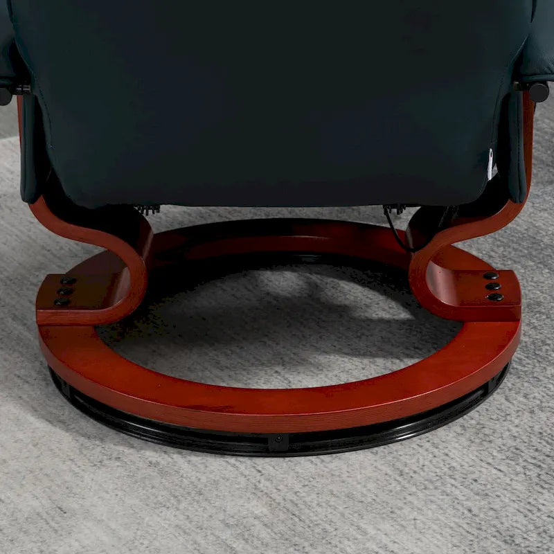HomCom verstelbare handmatige relaxfauteuil van imitatieleer met draaivoet en comfortabele, ontspannende voetensteun