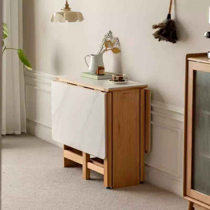 GDFStudio Agatha moderner Klapptisch aus Massivholz für 4-6 Personen mit Steinplatte