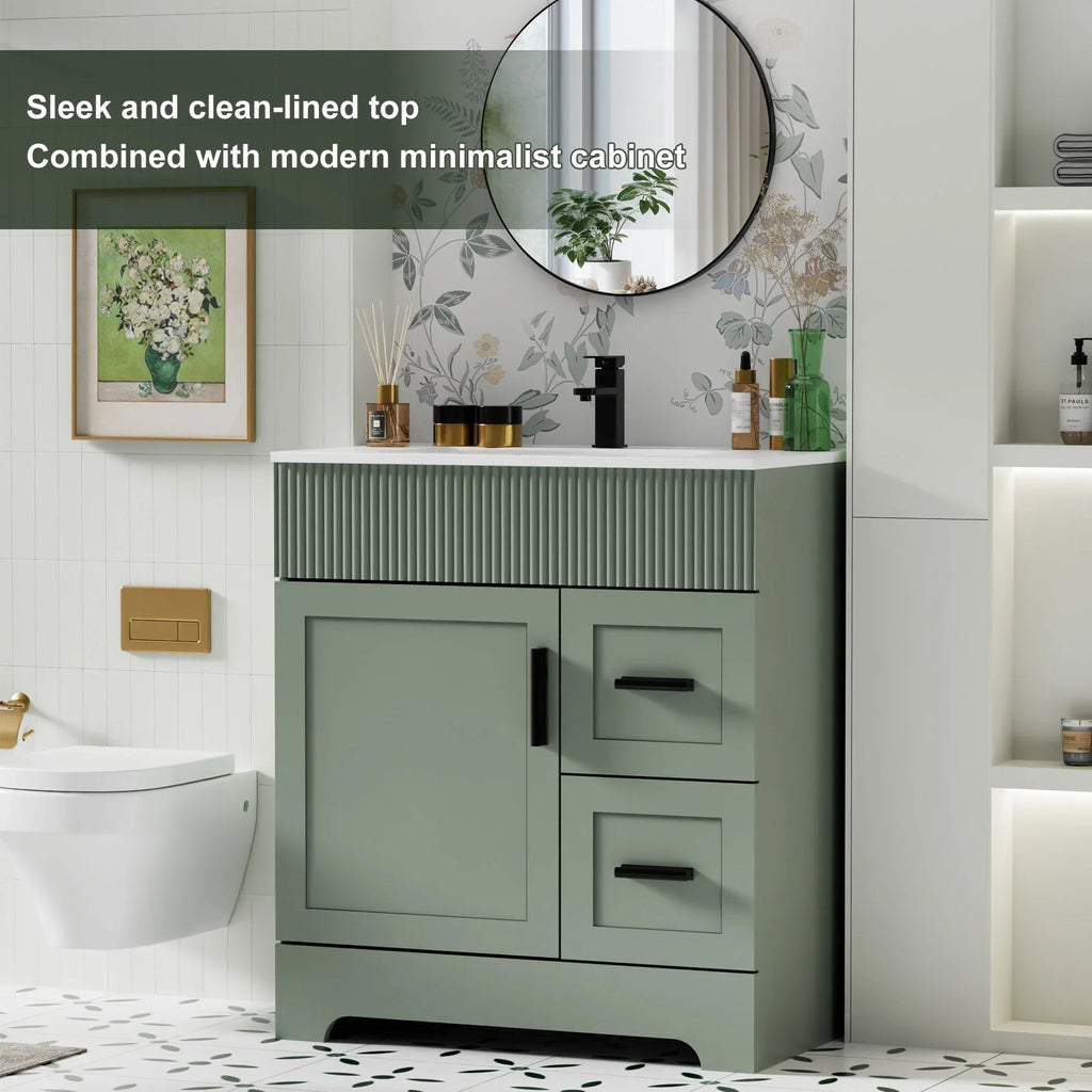 Ensemble meuble-lavabo de salle de bain Wavy Line 30/36/48 avec lavabo et robinet
