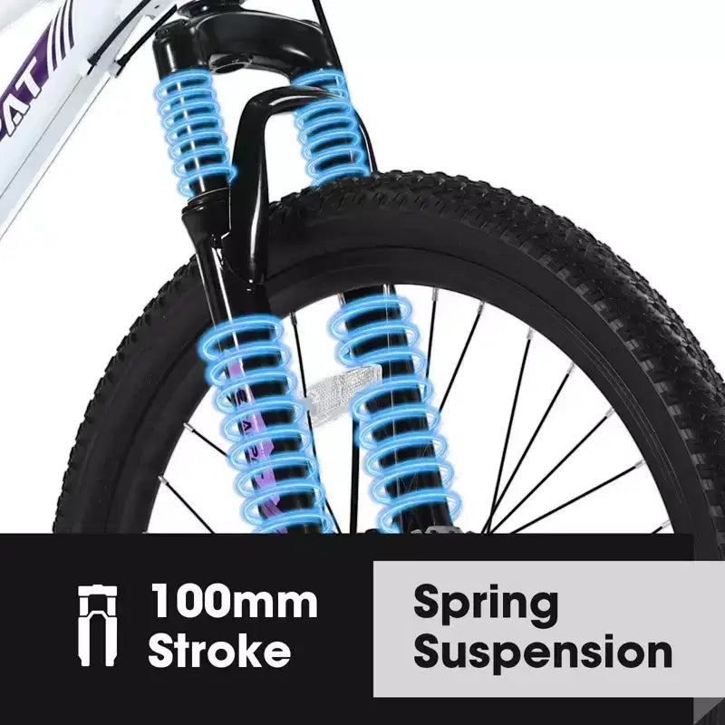 Okak mountainbike van 24/26IN met 21 versnellingen en dubbele schijfremmen, kinderfiets met 100mm voorvering, crossfiets voor tieners en vrouwen