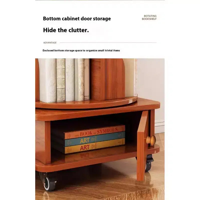 Bibliothèque d’angle rotative à 360° Chic Crate, 6 niveaux, sur roulettes, étroite et adaptée aux petits espaces  brun noyer