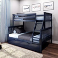 Max & Lily stapelbed van massief hout, eenpersoonsbed boven een tweepersoonsbed, met onderschuifbed met opbergruimte en ladder voor kinderen