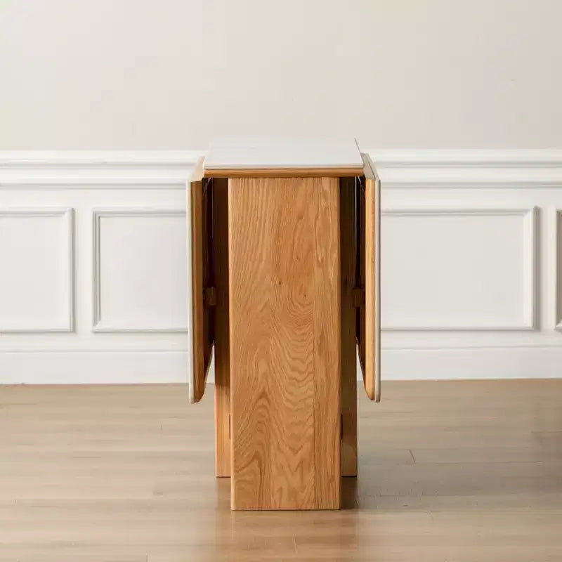 GDFStudio Agatha moderner Klapptisch aus Massivholz für 4-6 Personen mit Steinplatte