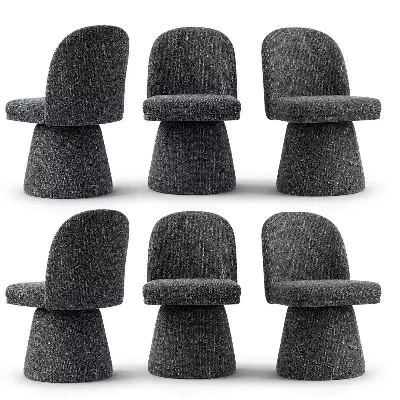 Set van 6 moderne draaibare eetkamerstoelen zonder armleuningen, 360°, met onderstel op voet, elegante accentstoelen voor keuken, eetkamer of kantoor - Panipeachy