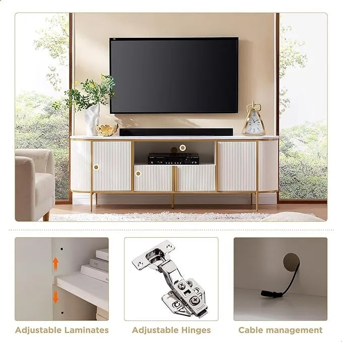 Moderner Luxus-TV-Schrank, Entertainment-Center mit Kunstmarmorplatte