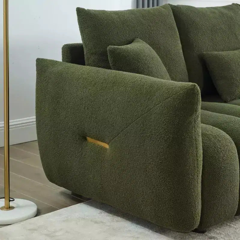 GDFStudio Alanna moderne 3-zitsbank van teddy-stof met kussens, 79.5