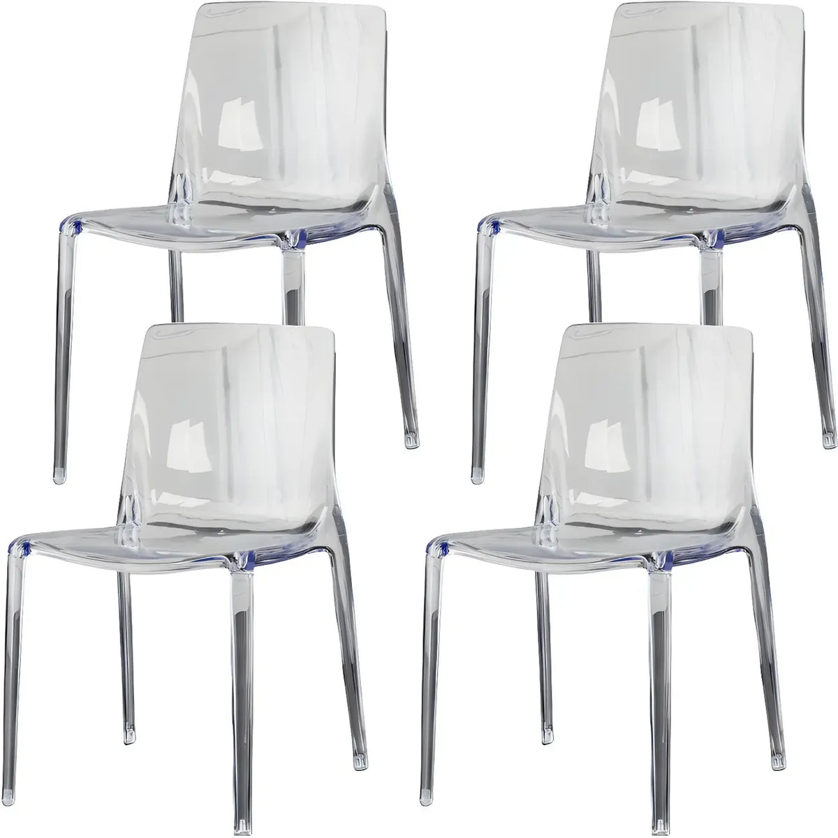 Bernsteinfarbener Acryl-Esszimmerstuhl ohne Armlehnen mit niedriger Rückenlehne