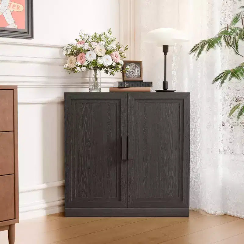 Dovelina hoekvitrinekast met verstelbare planken, dressoir, buffetkast, wijnkast, keuken- en eetkamerkast met houten deuren - 31H x 31W, 36H x 31W
