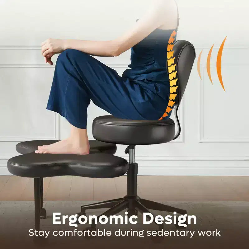 Pinmoco ergonomischer Bürostuhl mit gekreuzten Beinen, höhenverstellbarer Meditationsstuhl, um 360° drehbar, mit Lendenstütze, Arbeits- und Bürostuhl, ADHD-Stuhl