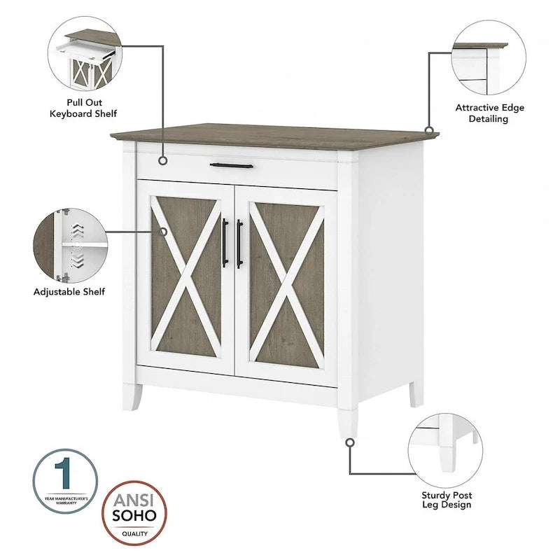 Key West secretaire met opbergkast van Bush Furniture