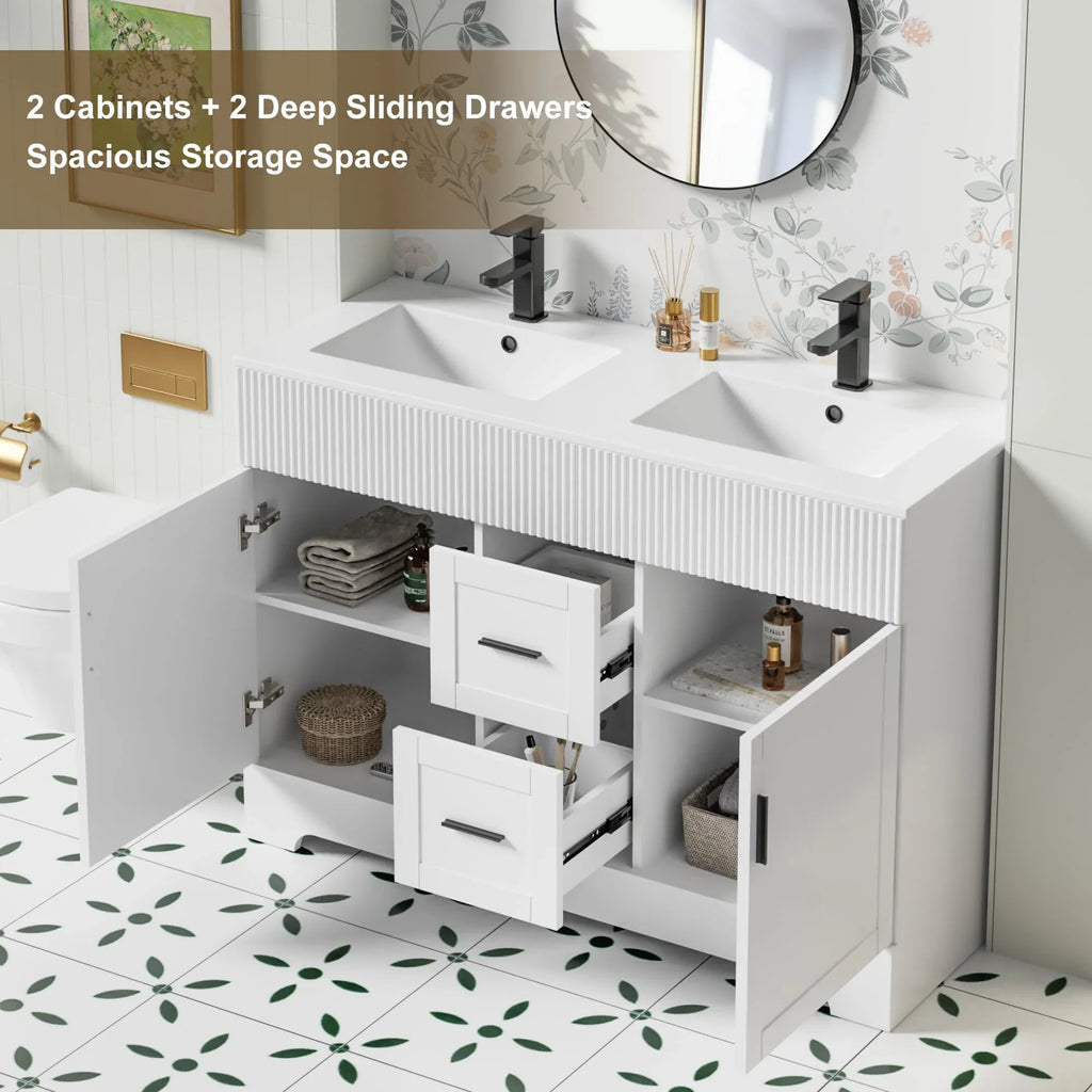 Ensemble meuble-lavabo de salle de bain Wavy Line 30/36/48 avec lavabo et robinet